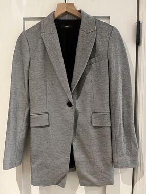 Theory Light Gray Single-Button Blazer